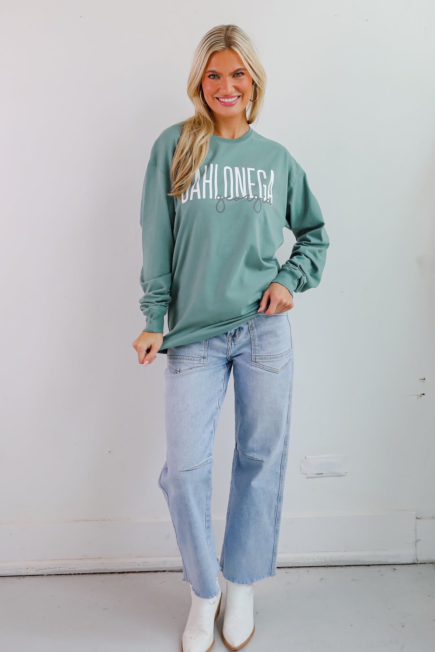 Seafoam Dahlonega Georgia Script Long Sleeve Tee