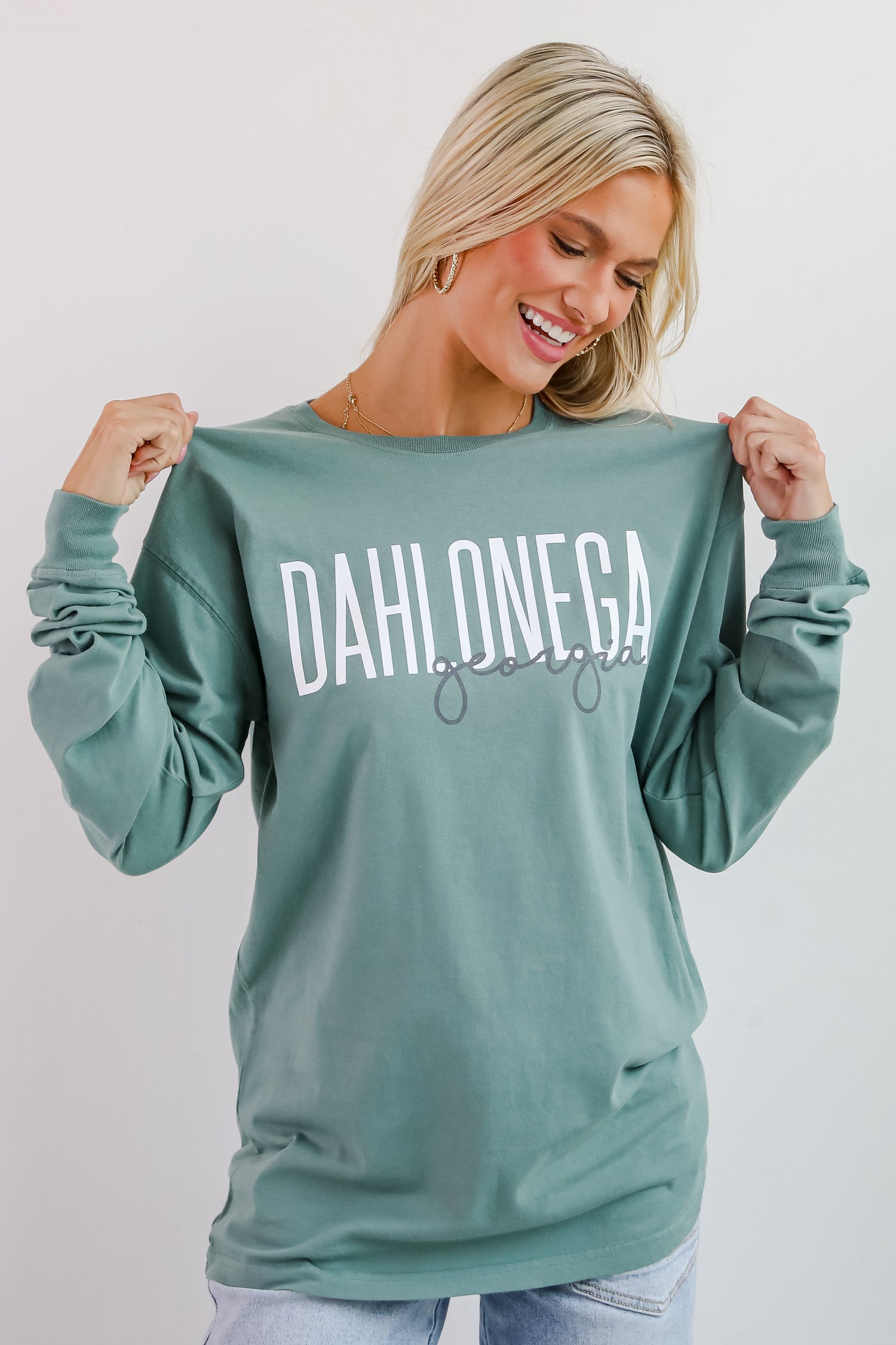 Seafoam Dahlonega Georgia Script Long Sleeve Tee