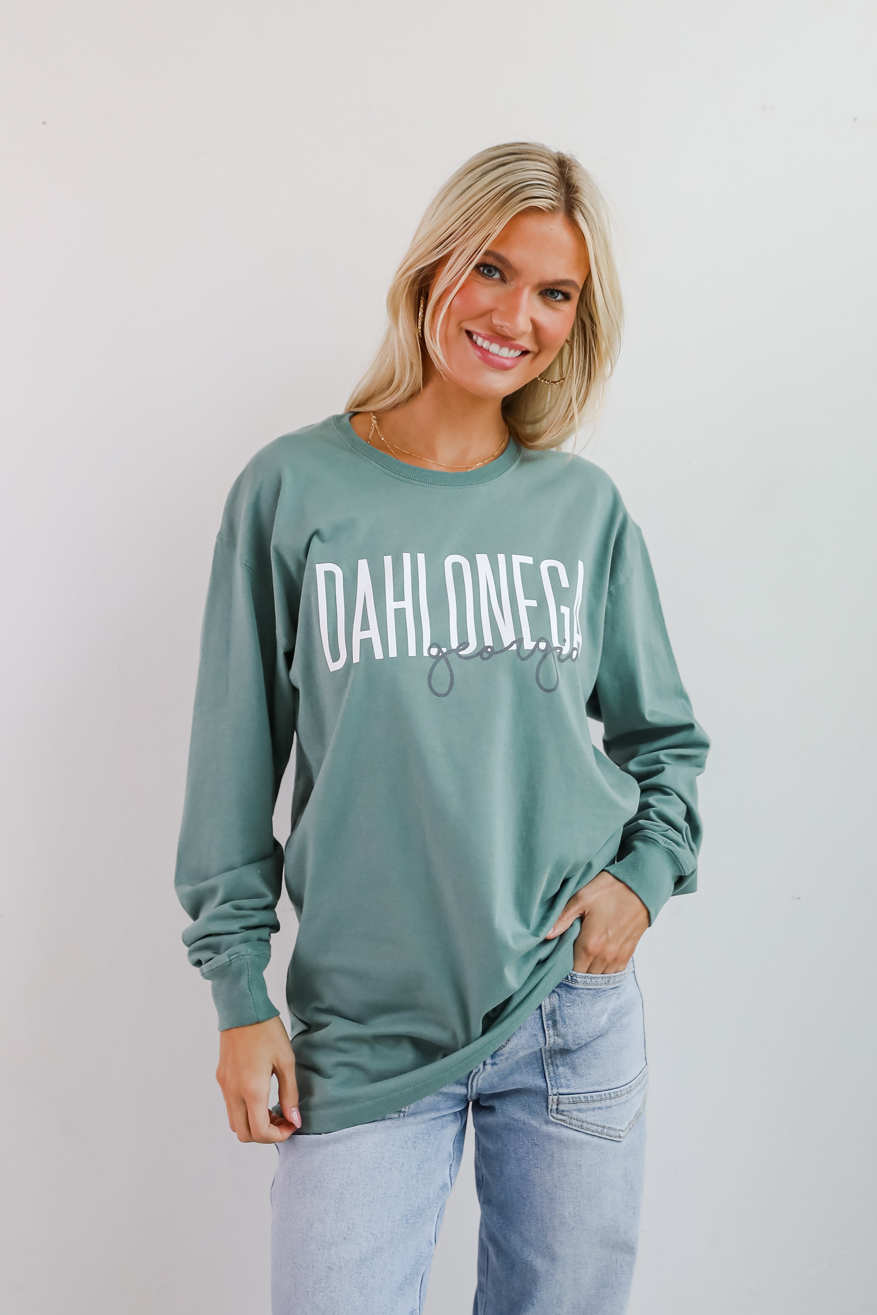 Seafoam Dahlonega Georgia Script Long Sleeve Tee