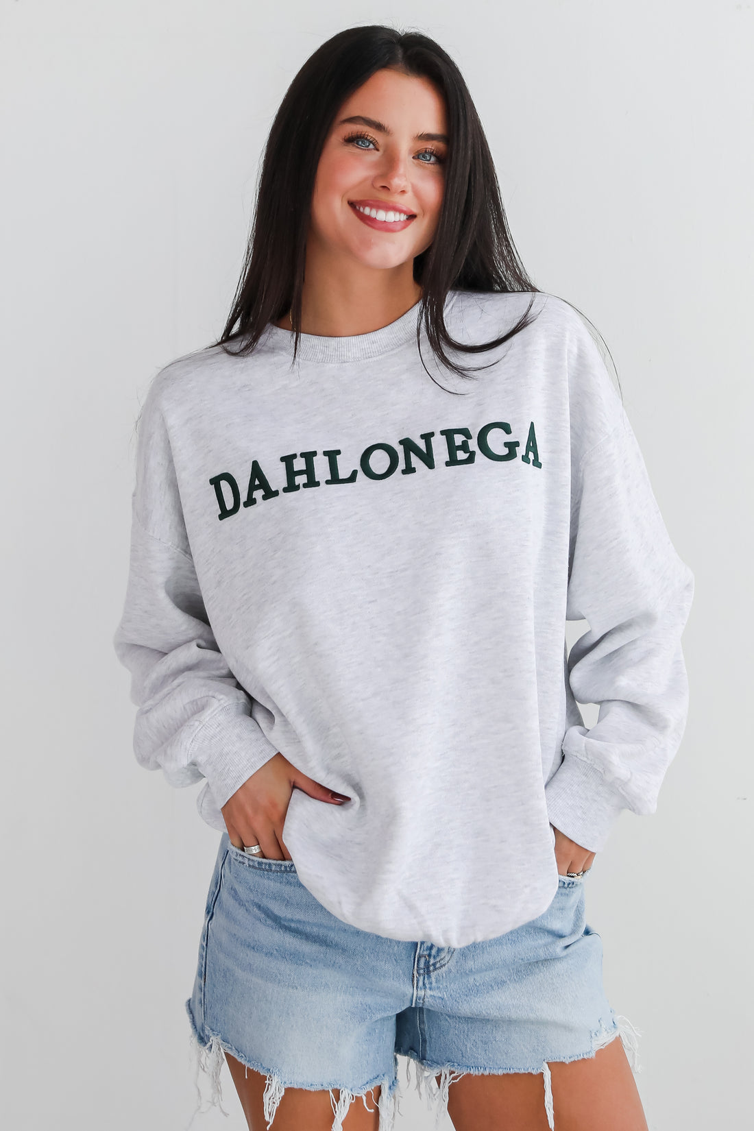 Heather Grey Dahlonega Embroidered Sweatshirt