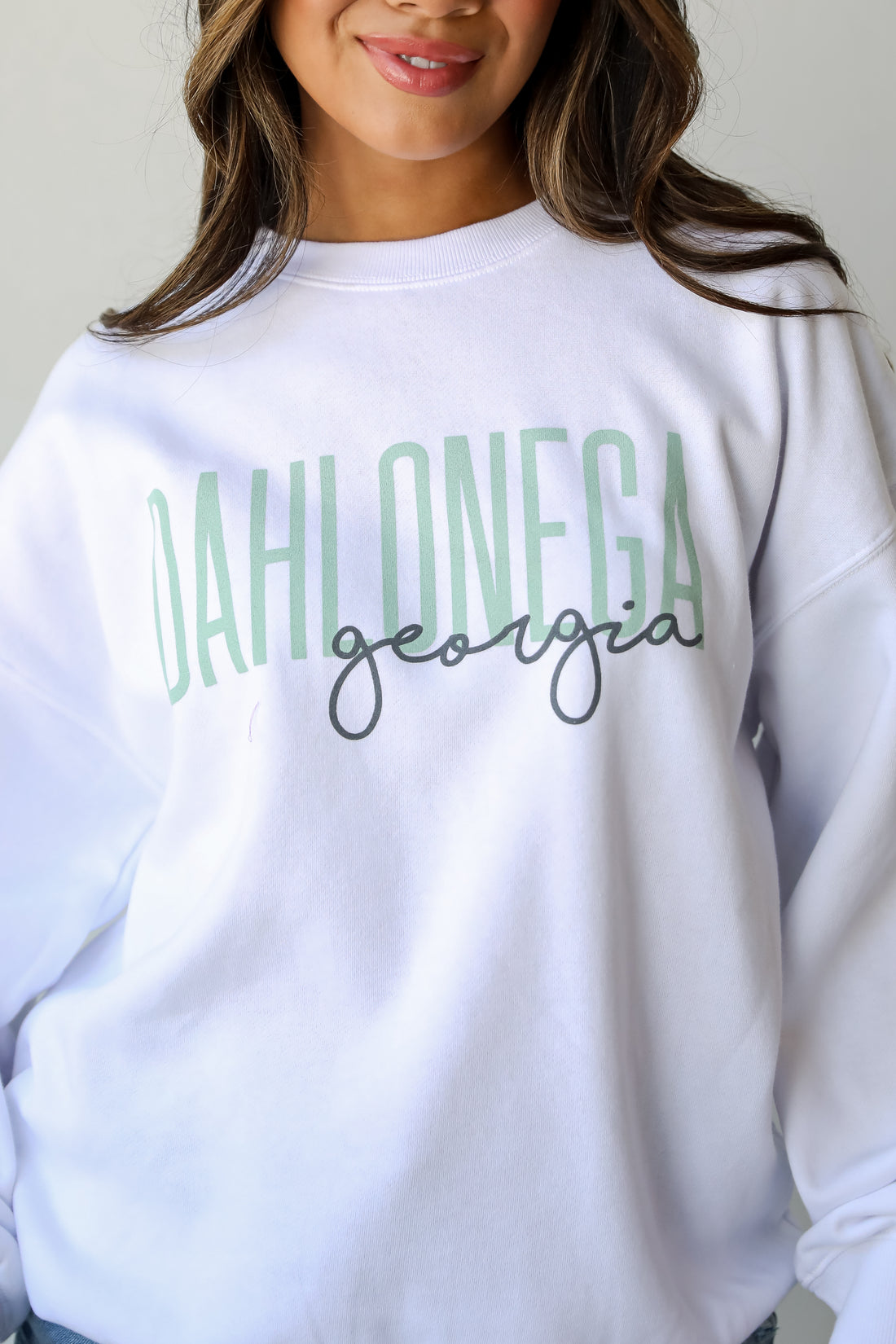 White Dahlonega Georgia Script Sweatshirt