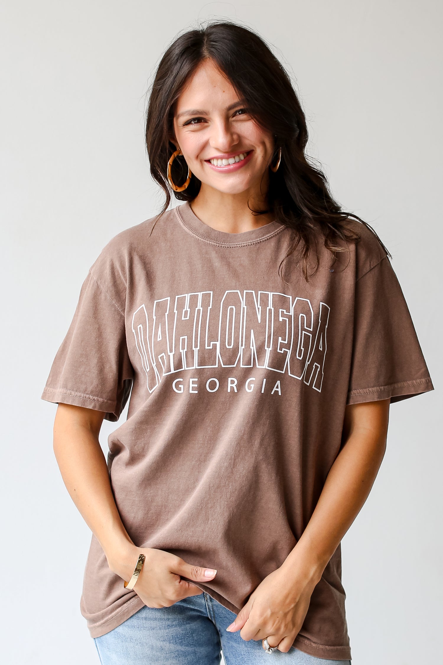 Brown Dahlonega Georgia Tee close up