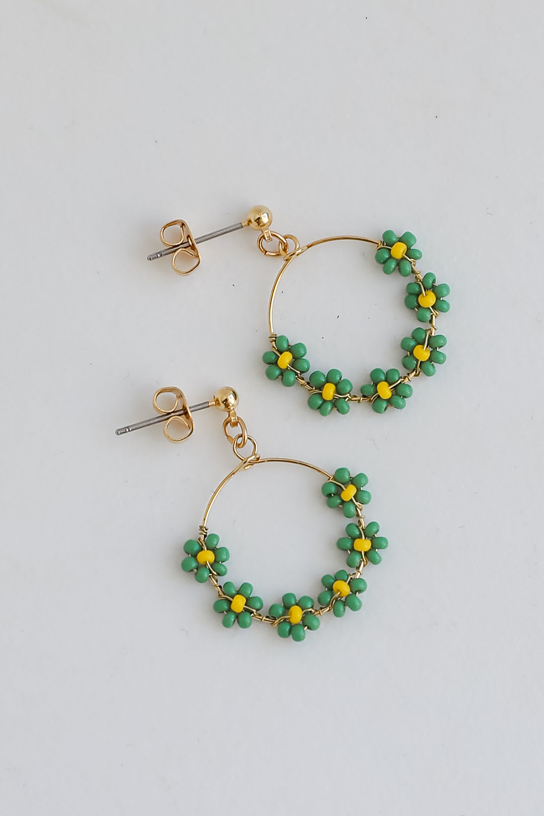 Avery Circle Beaded Flower Drop Earrings