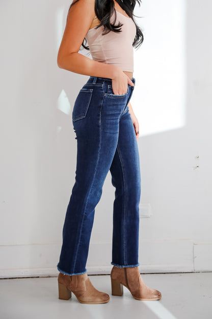 Mia Dark Wash High-Rise Ankle Straight Jeans