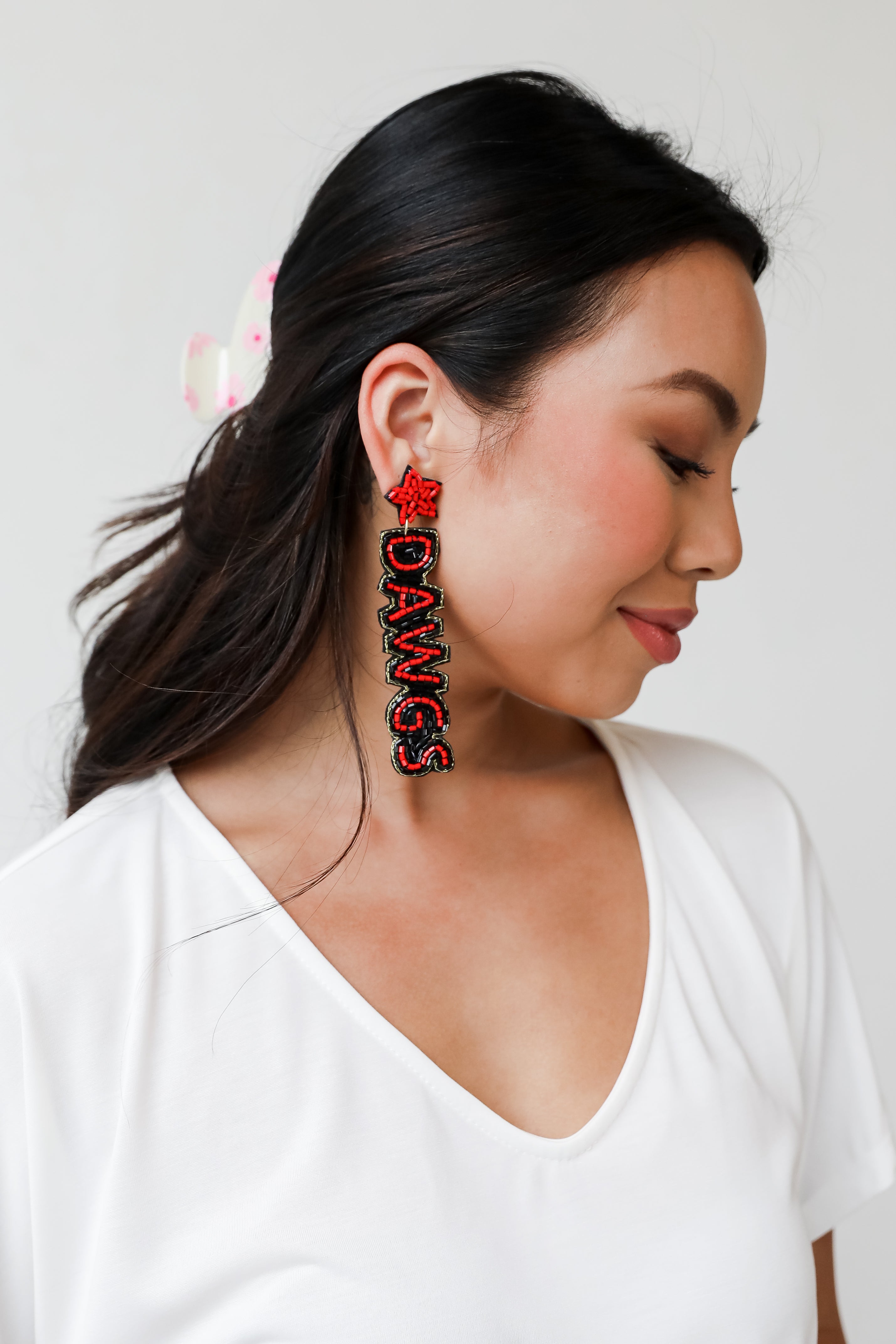 Dawgs Beaded Star Drop Earrings on model