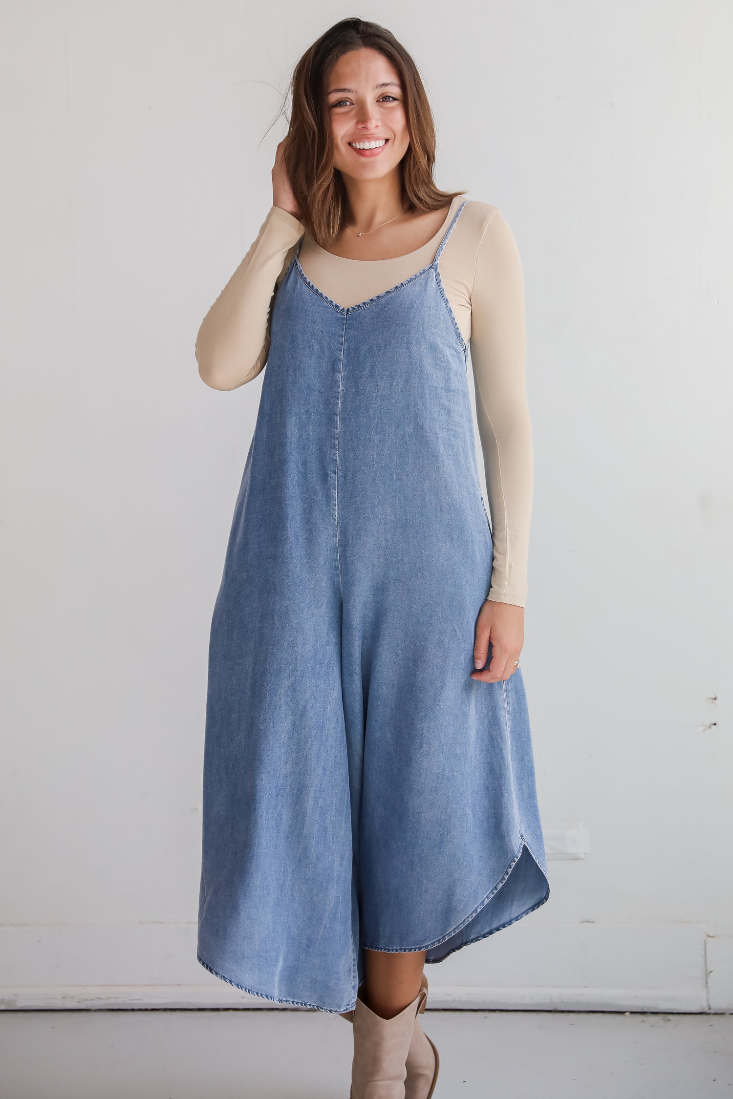 Seasoned Chicness Denim Wide Leg Jumpsuit