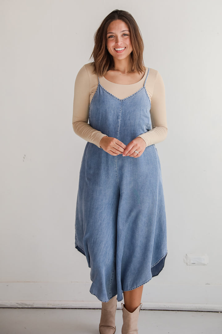 Seasoned Chicness Denim Wide Leg Jumpsuit