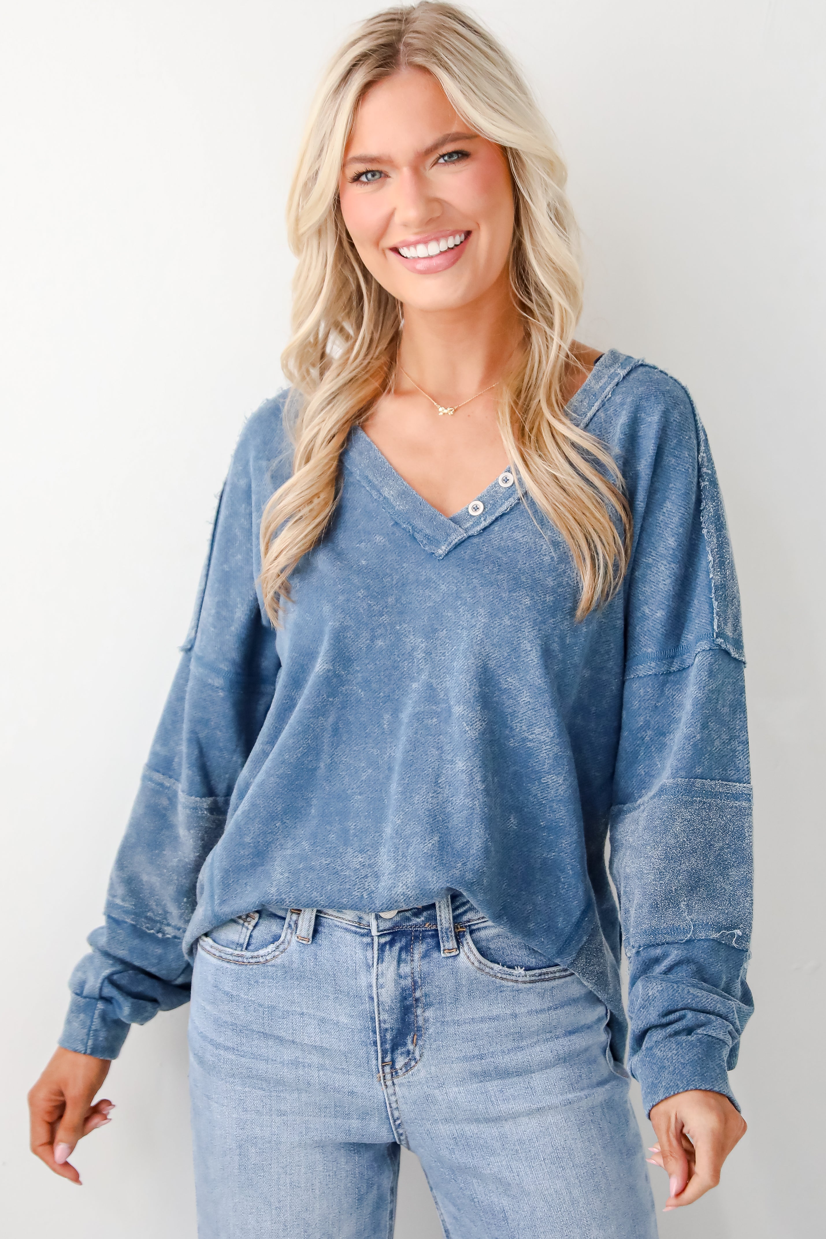 Amazing Memories Denim Knit Top