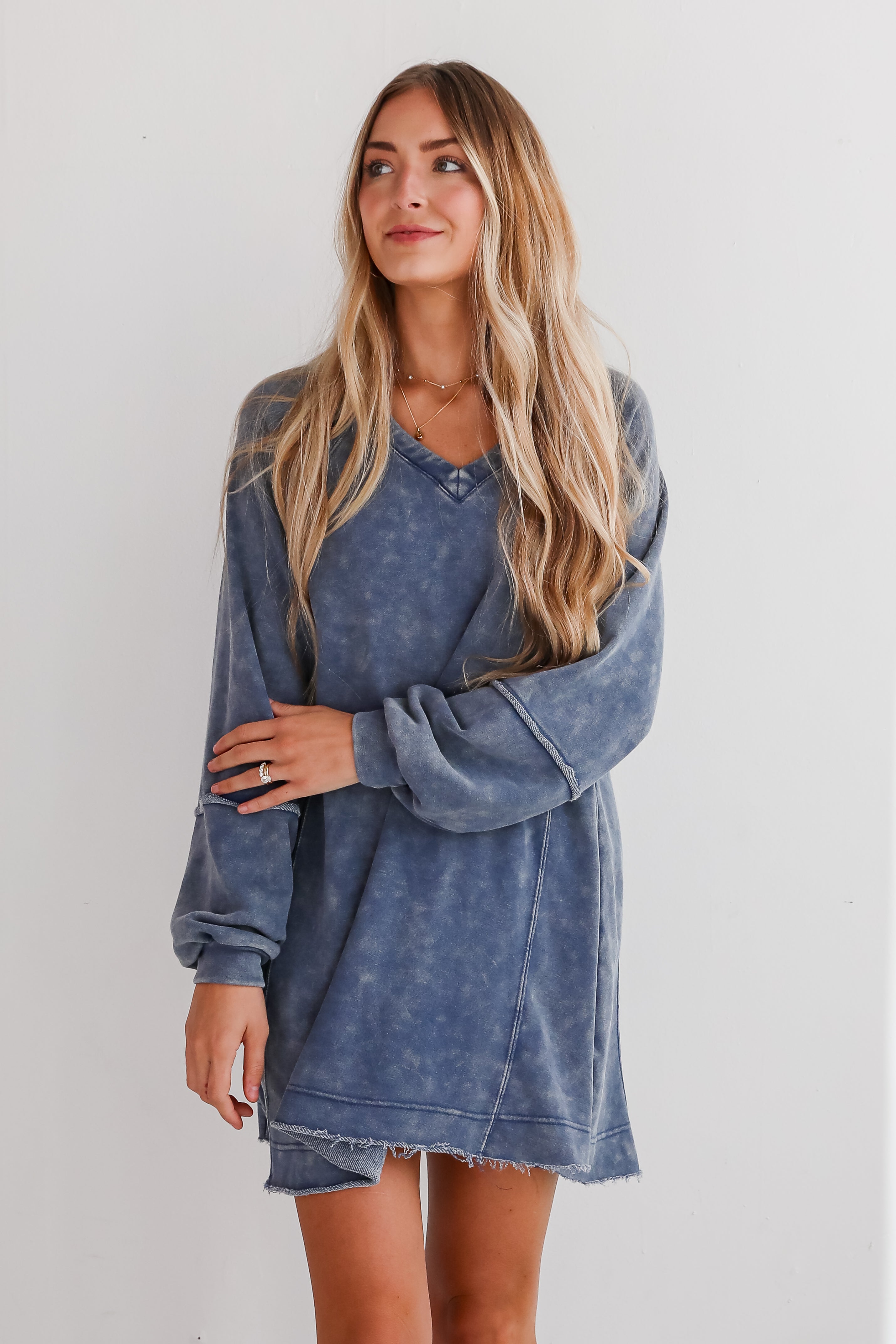 Modern Concept Denim Knit Mini Dress