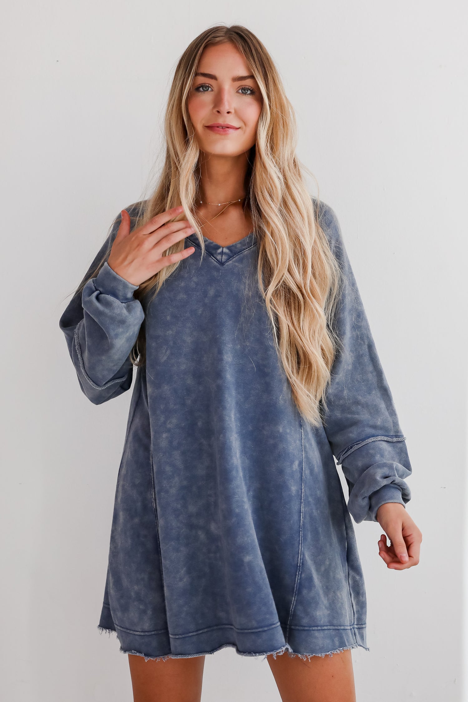 Modern Concept Denim Knit Mini Dress