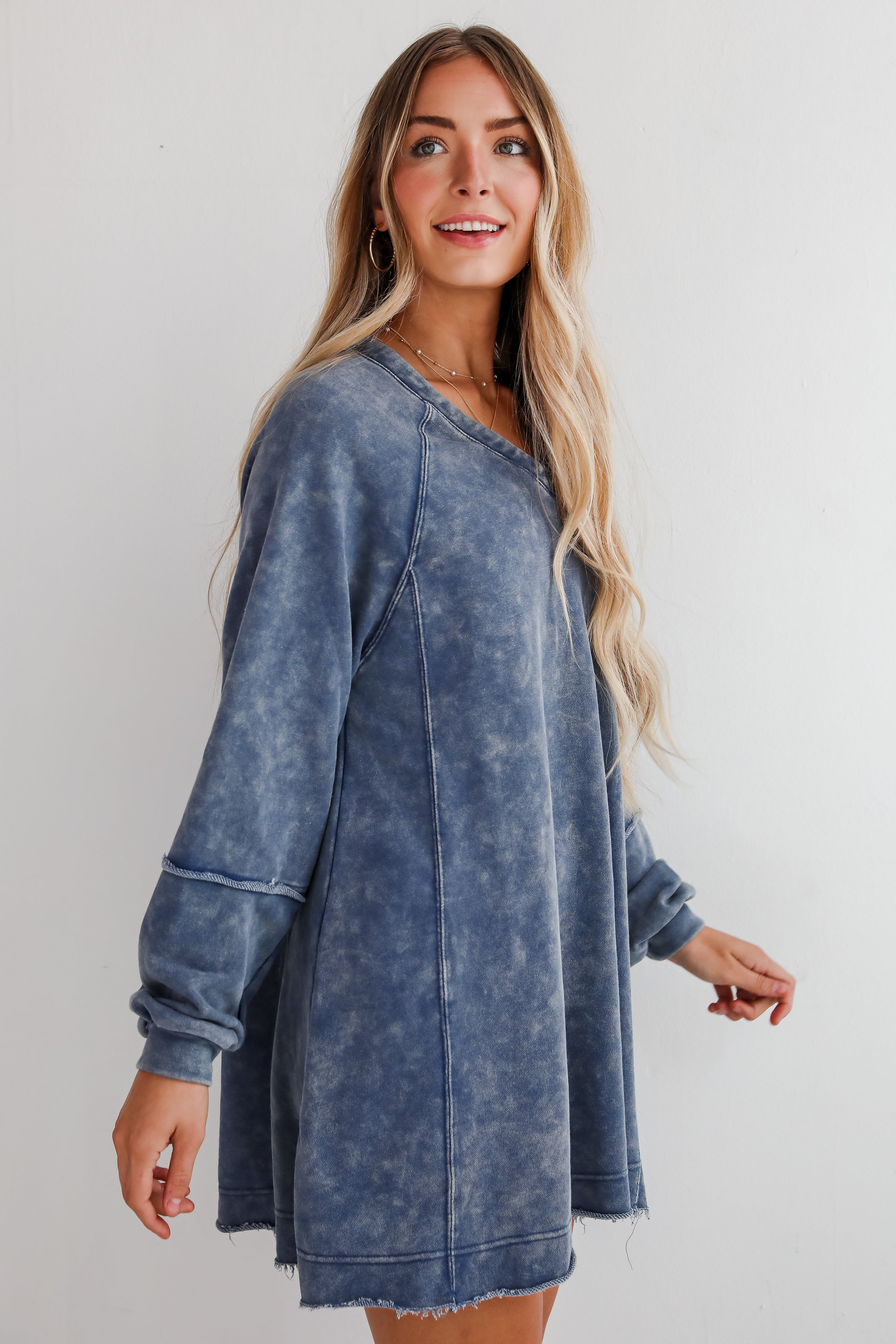 Modern Concept Denim Knit Mini Dress