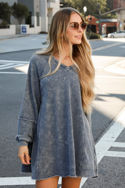 Modern Concept Denim Knit Mini Dress