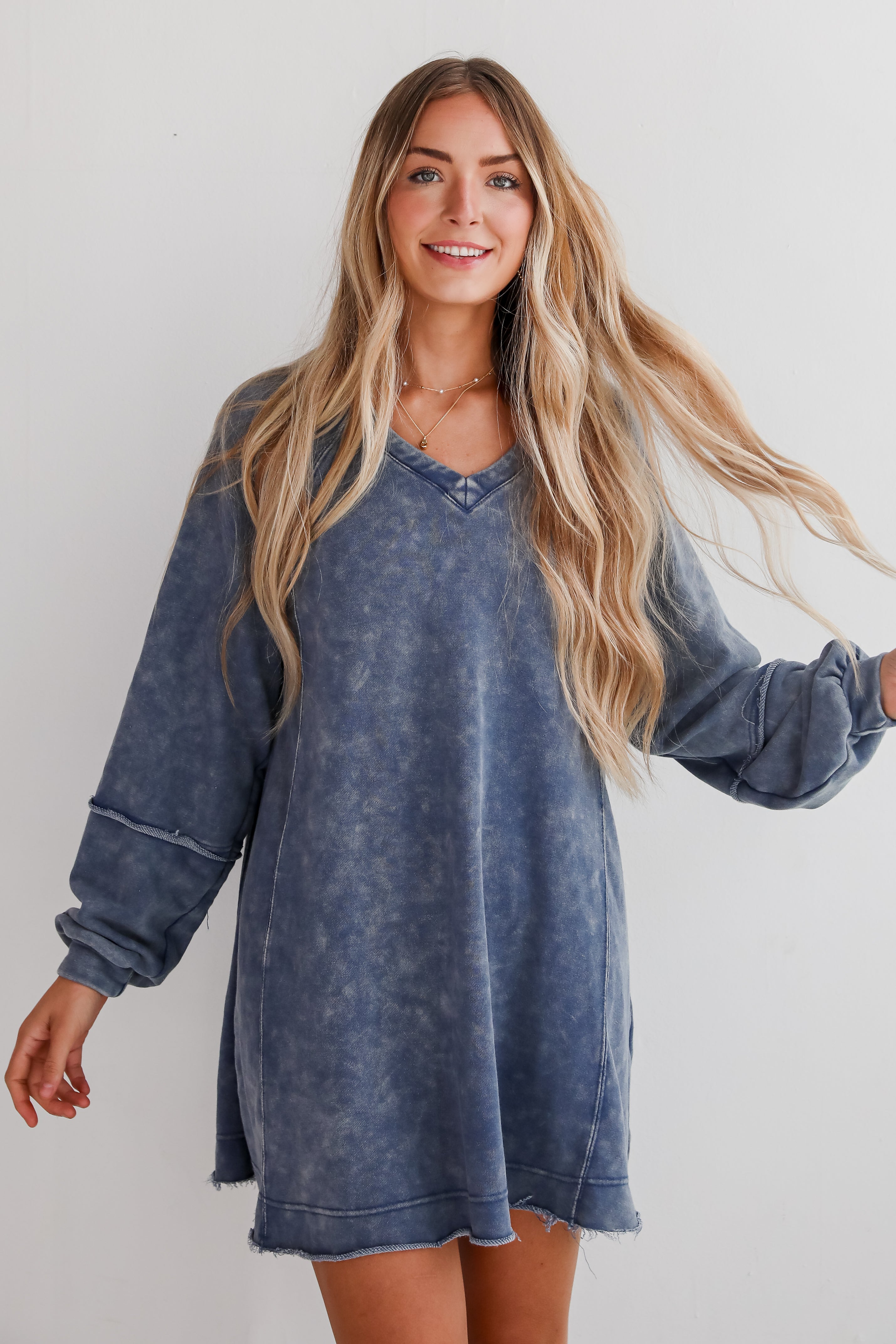 Modern Concept Denim Knit Mini Dress