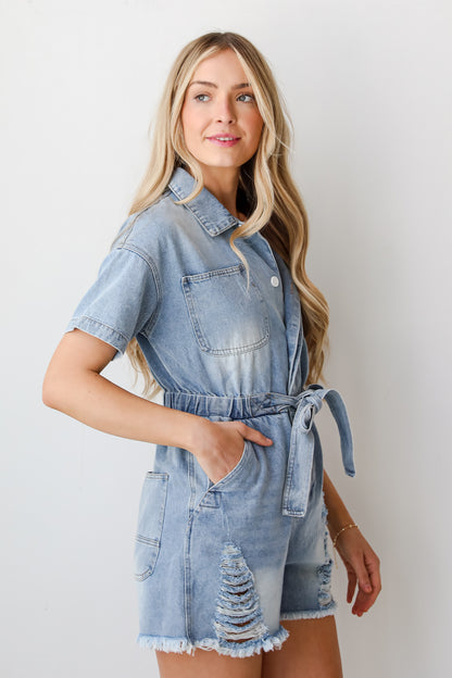 trendy denim romper