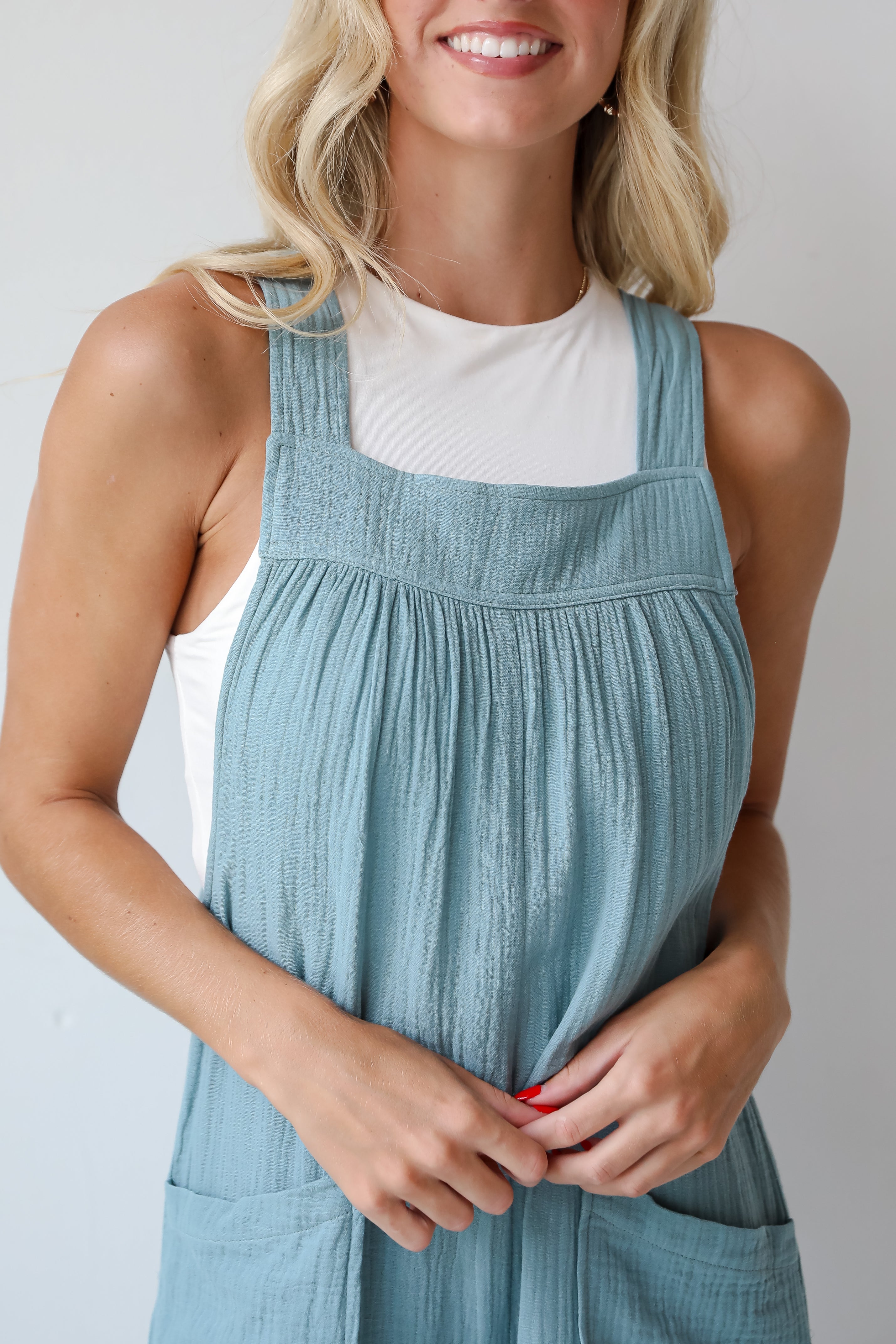 Picture Perfect Light Blue Linen Wide Leg Jumpsuit