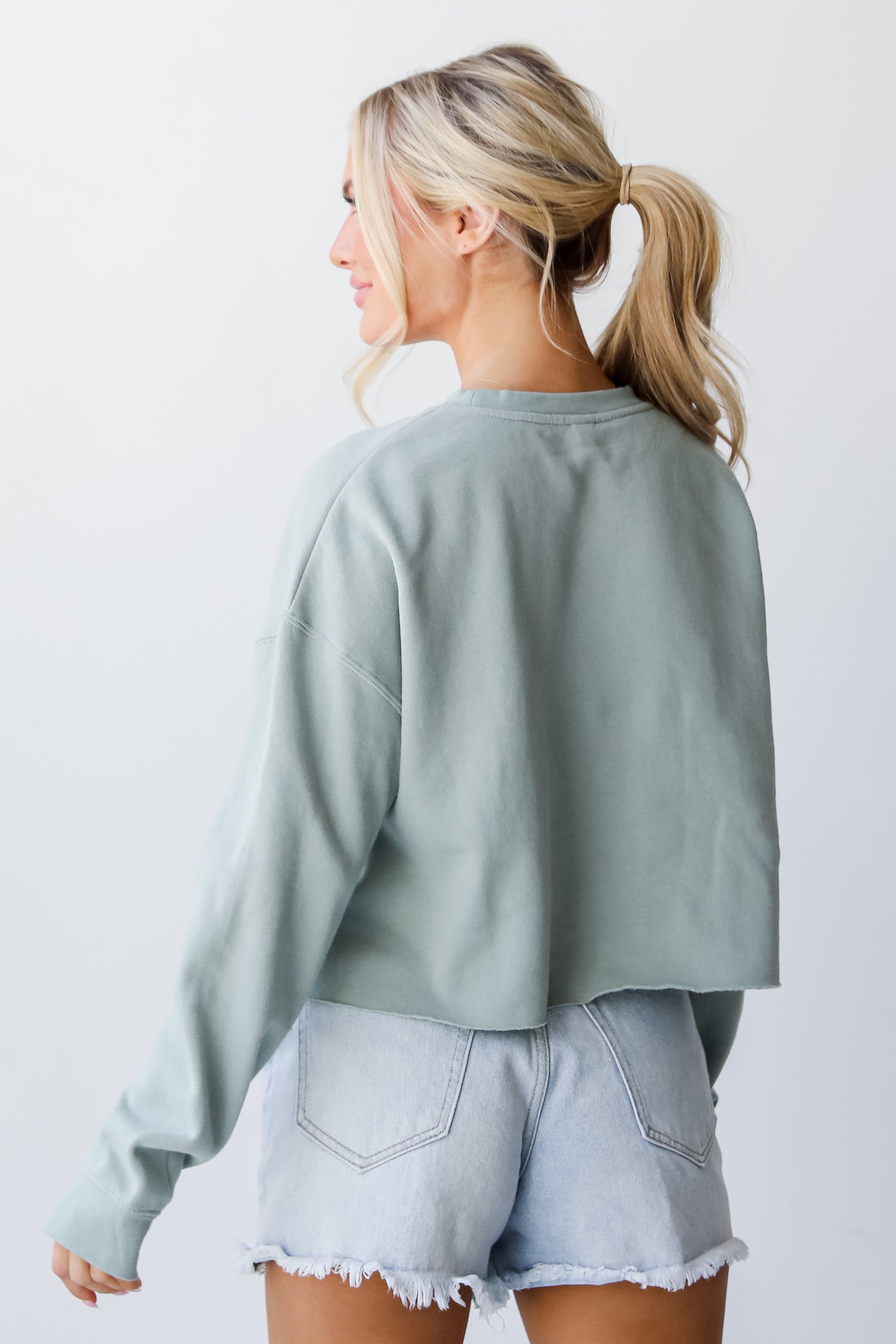 Sage Destin Florida Cropped Pullover back view