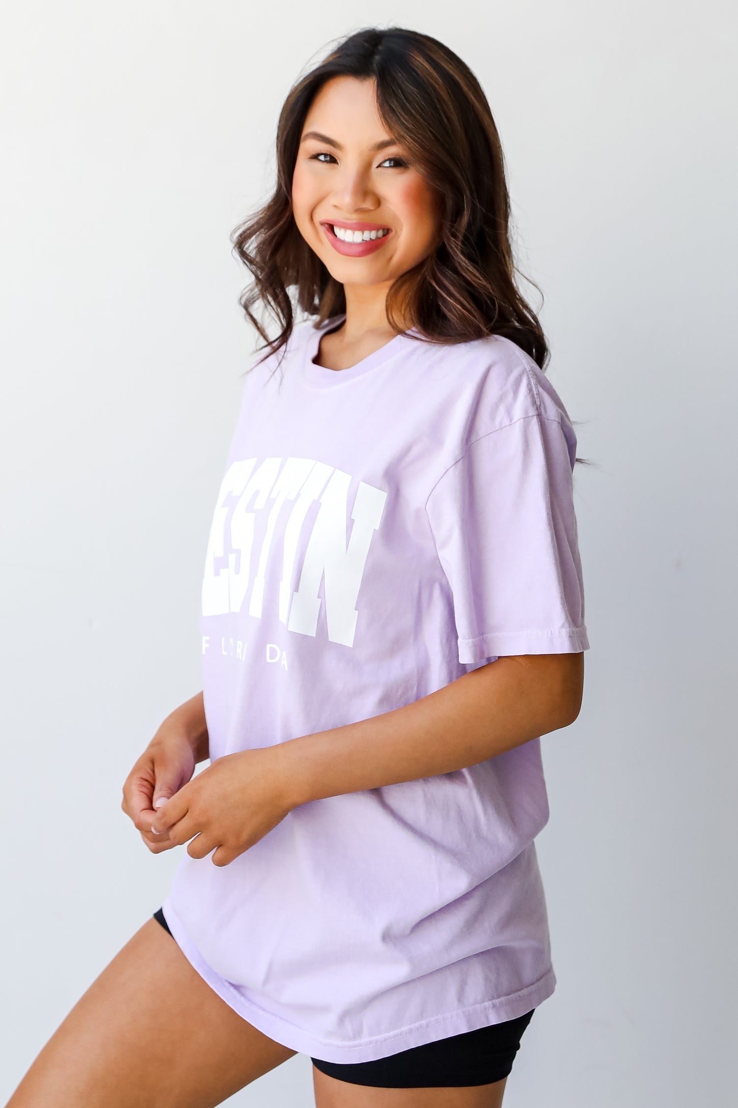 Lilac Destin Florida Tee side view