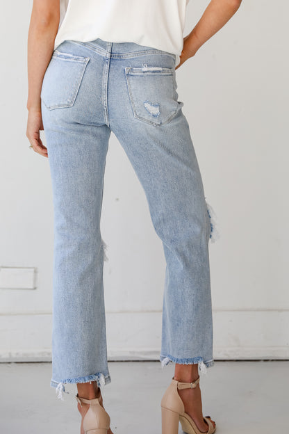 Light Wash Distressed 90s Vintage Dad Jeans back view