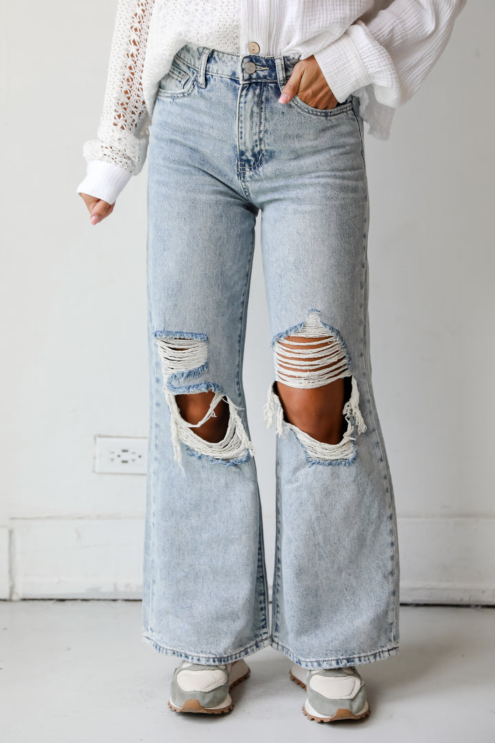 Hadley Light Wash Super High-Rise Wide Leg Distressed Jeans