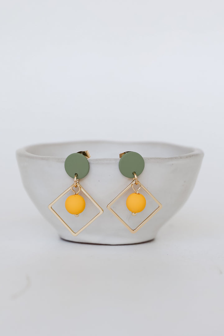 Kylie Green Square Drop Earrings