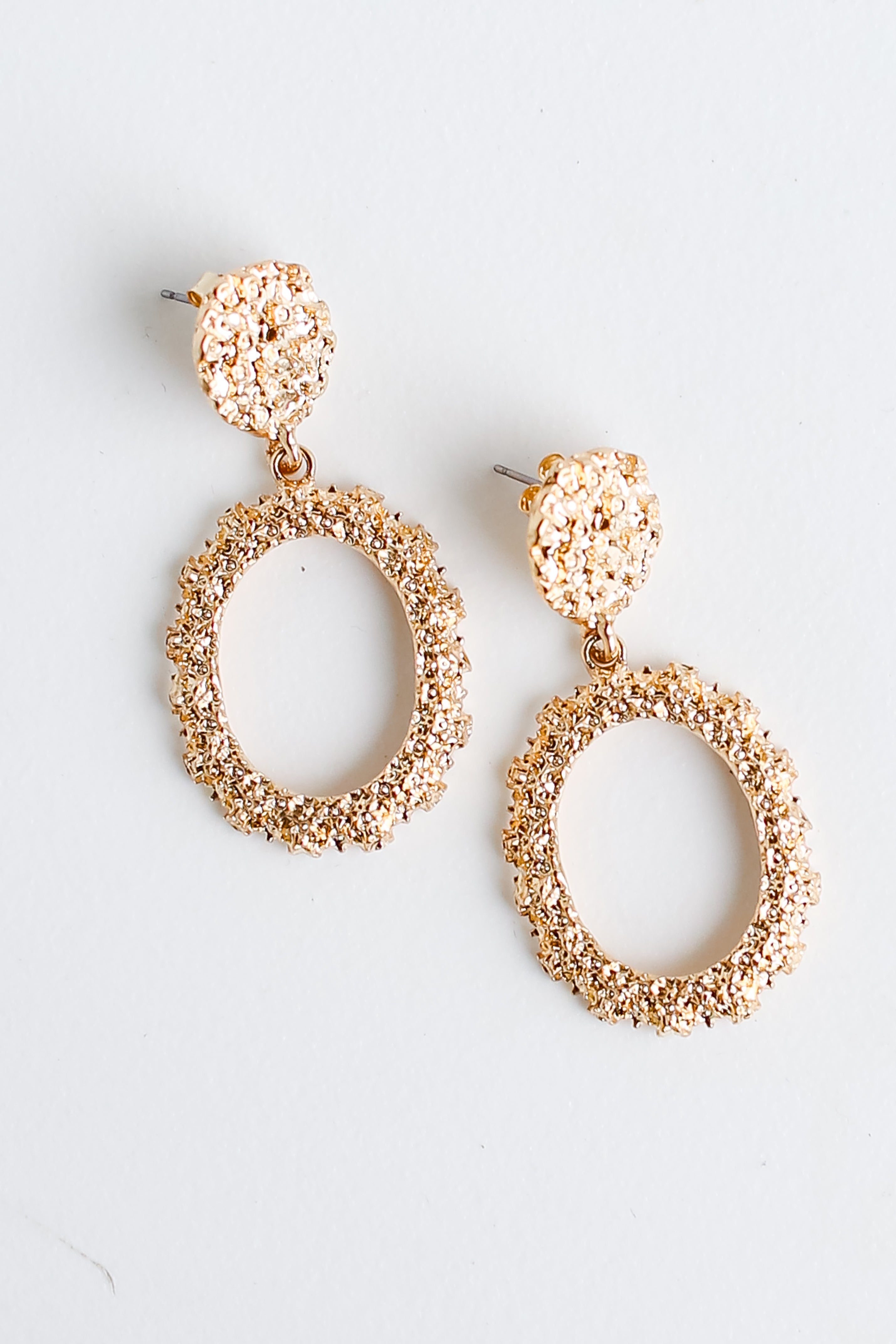 Gold Textured Drop Earrings