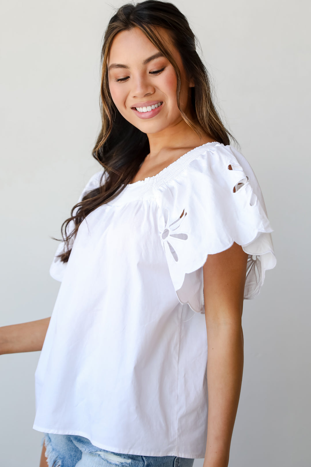 Blissful Afternoon Eyelet Blouse In White