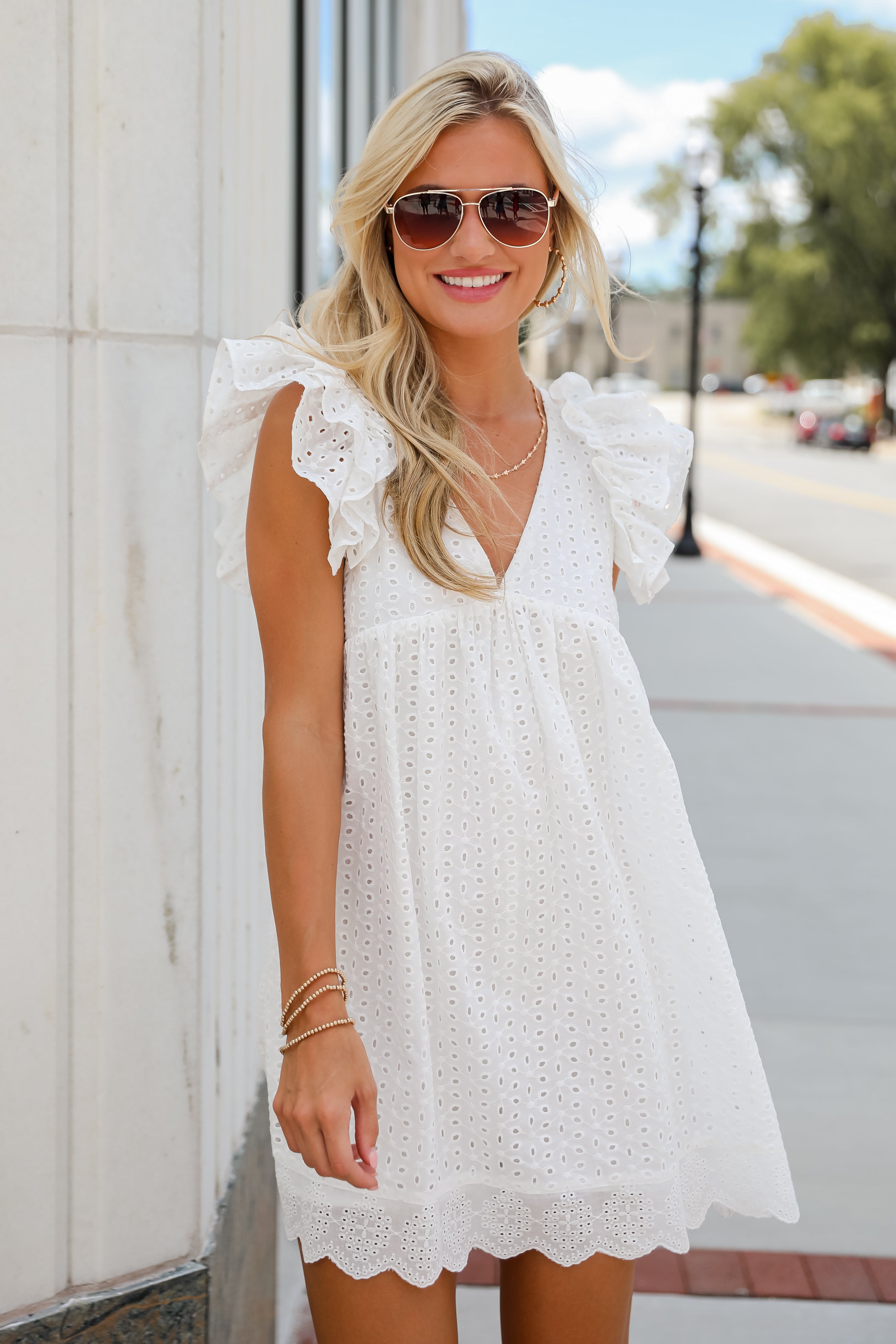 Truly Heavenly Eyelet Romper Dress