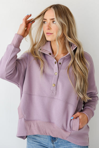 purple Oversized Fleece Pullover