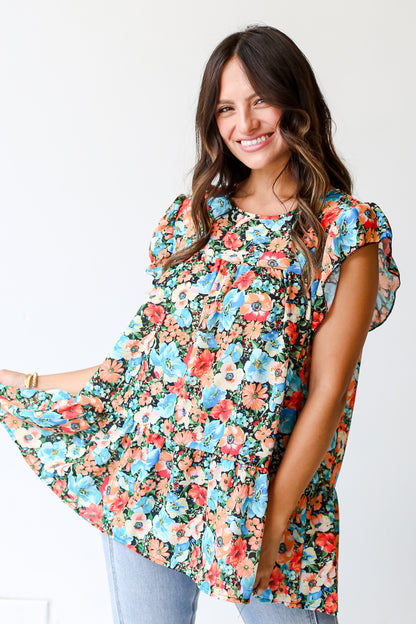 Floral Blouse on dress up model