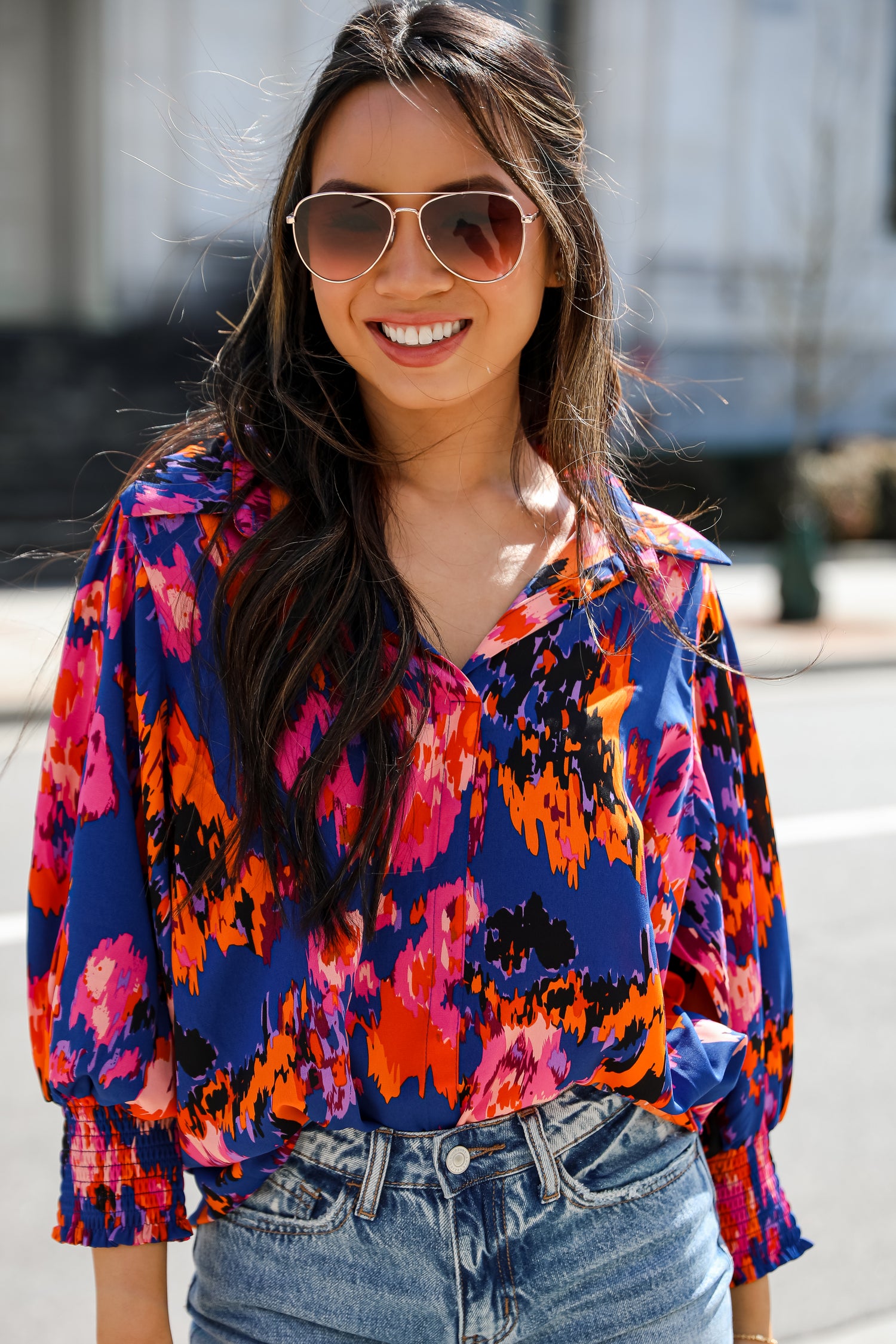 Blue Satin Blouse