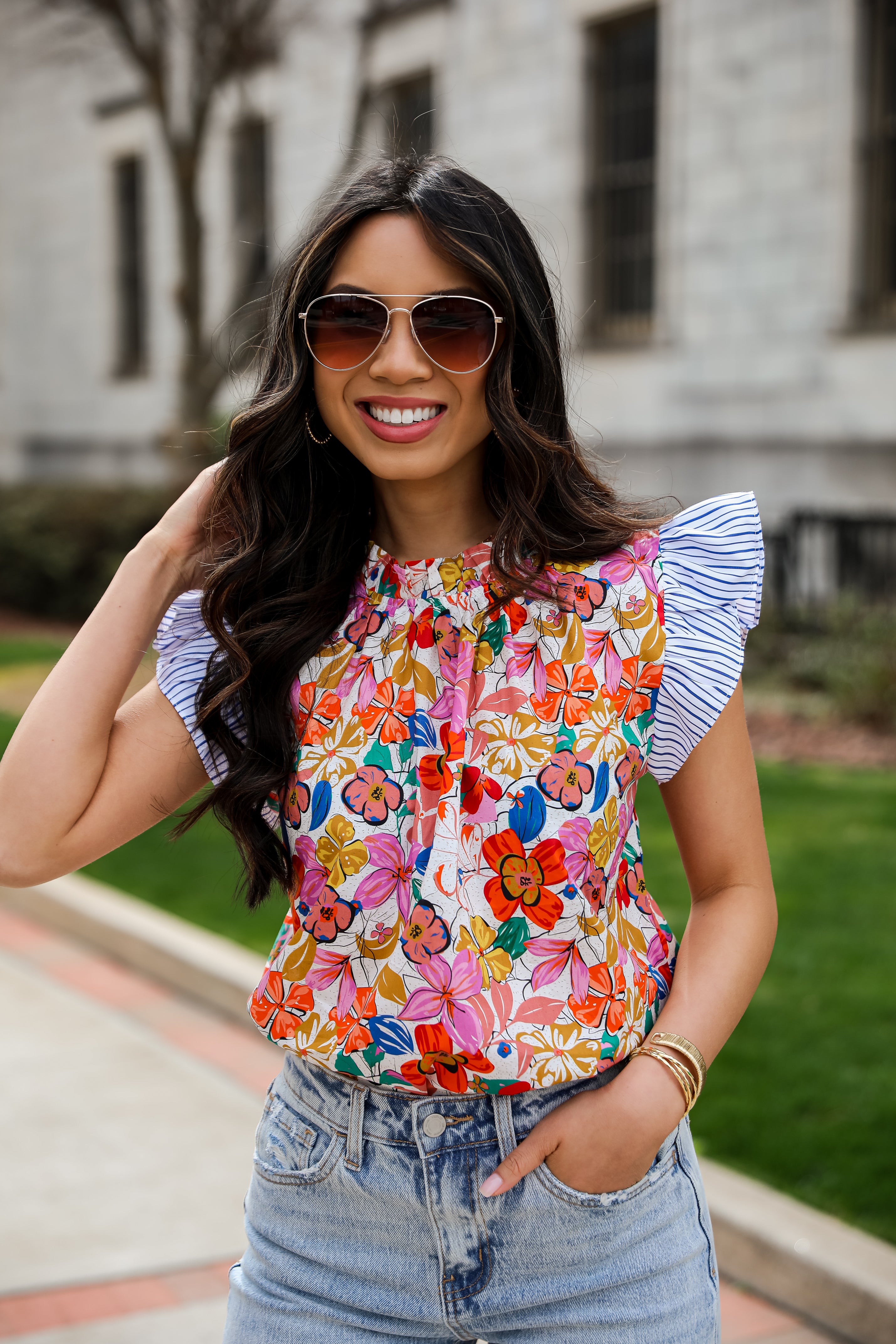 Ivory Floral Blouse