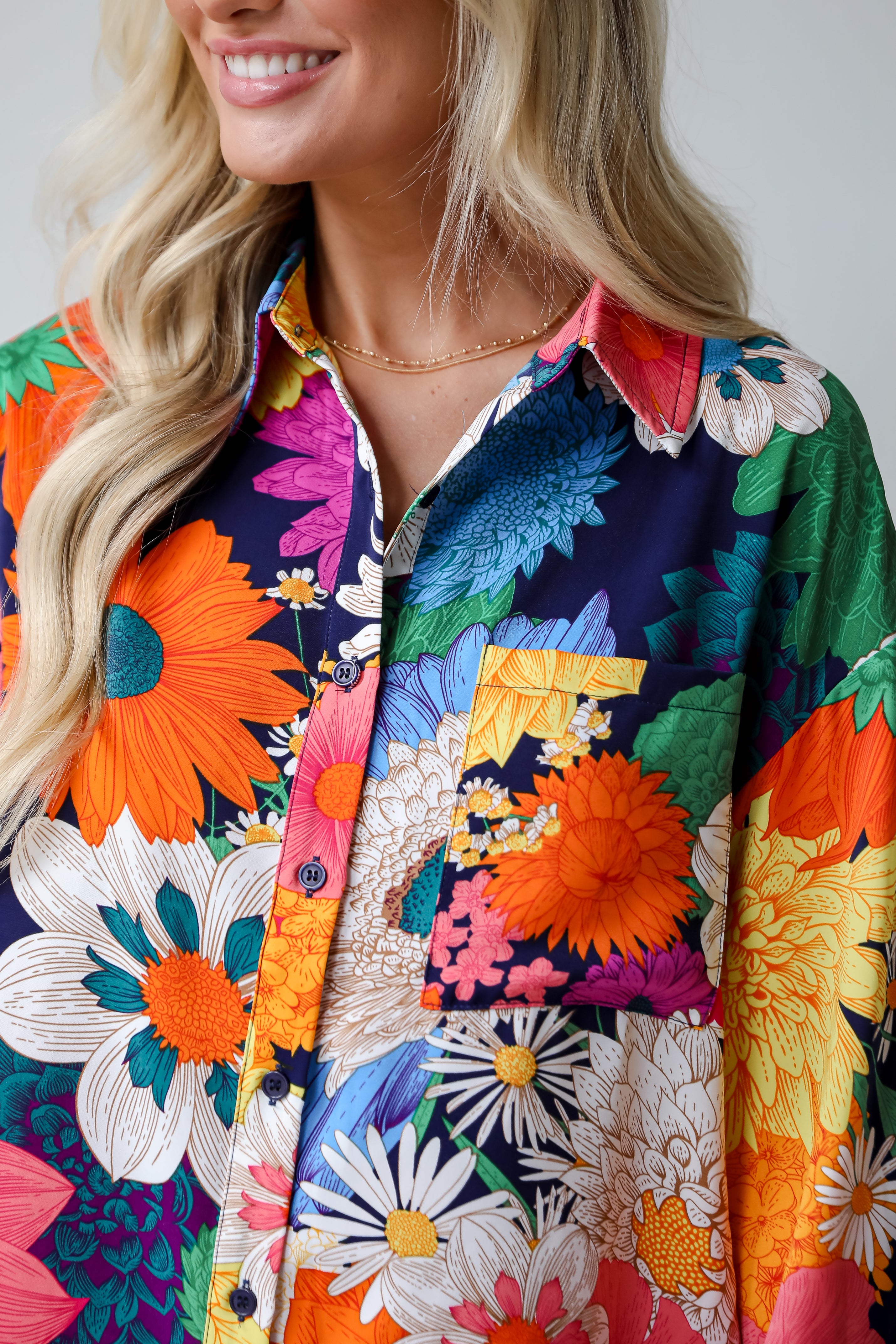 Navy Floral Blouse