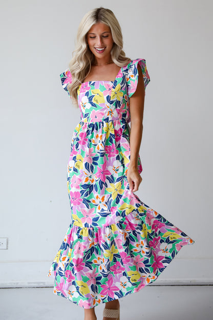 Darling Concept Pink Floral Maxi Dress