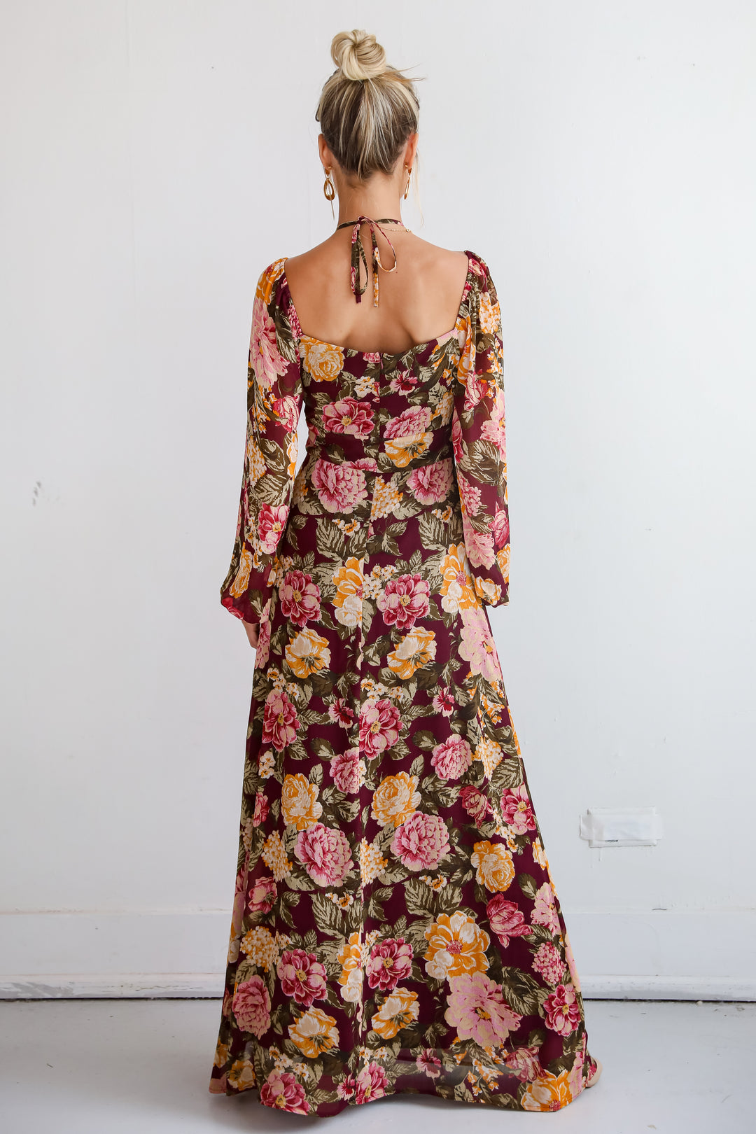 Breathtaking View Plum Floral Maxi Dress