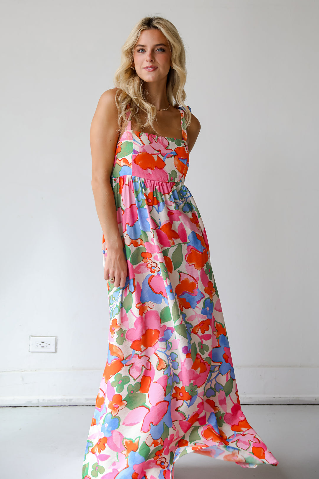 Simply A Stunner Pink Floral Maxi Dress