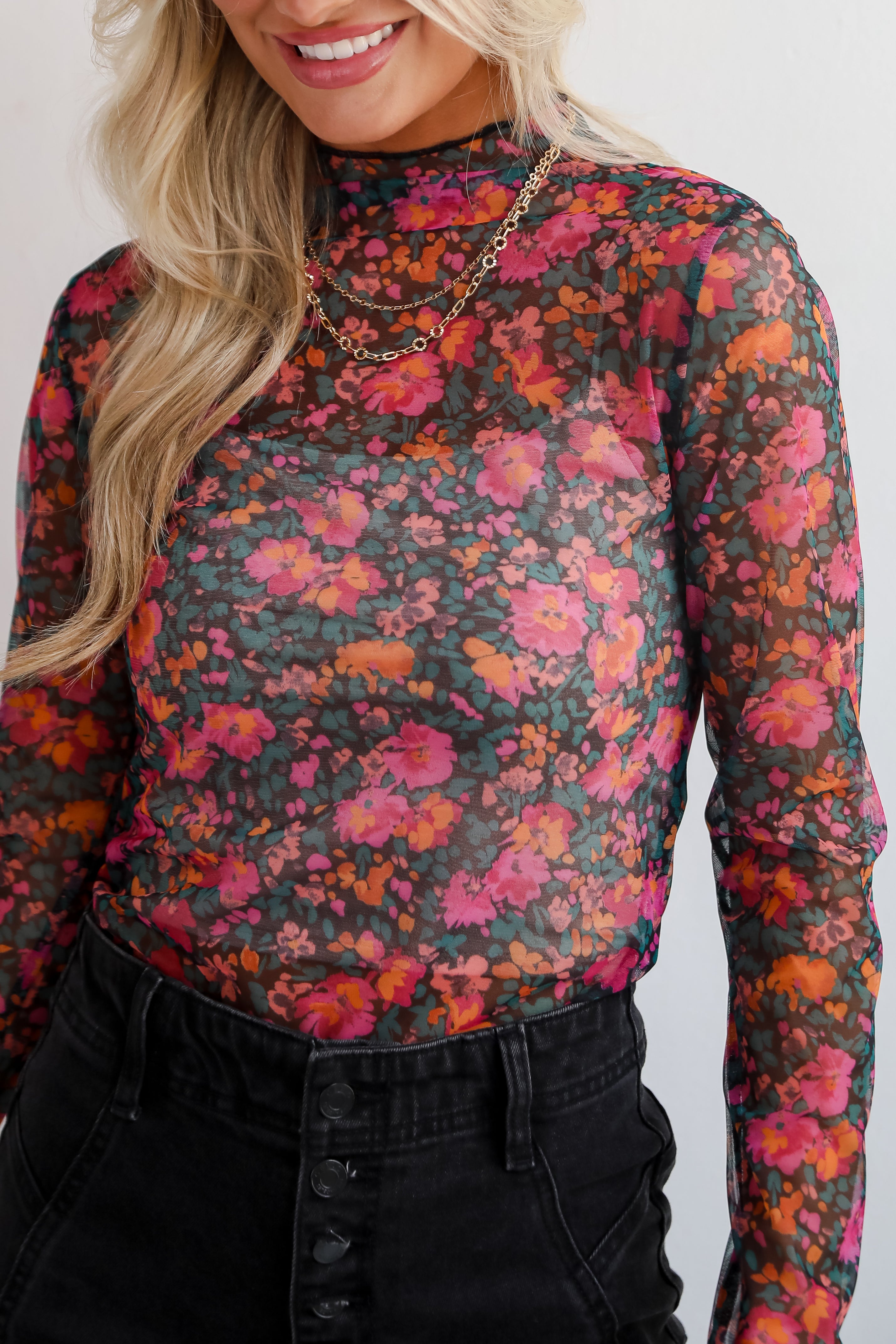 Darling Flourish Floral Mesh Top