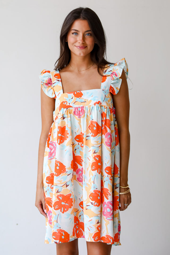 Precious Destiny Orange Floral Mini Dress