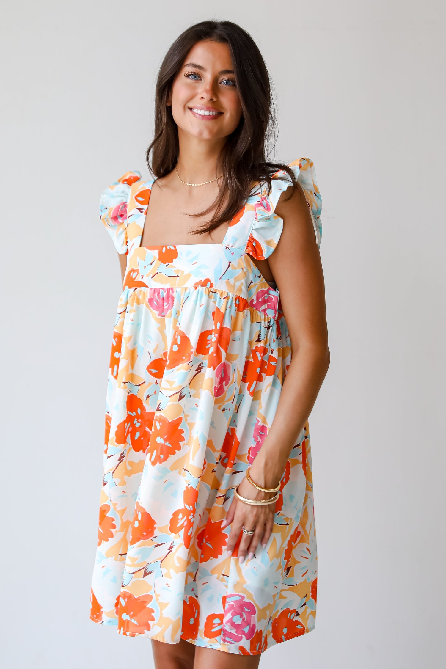 Precious Destiny Orange Floral Mini Dress