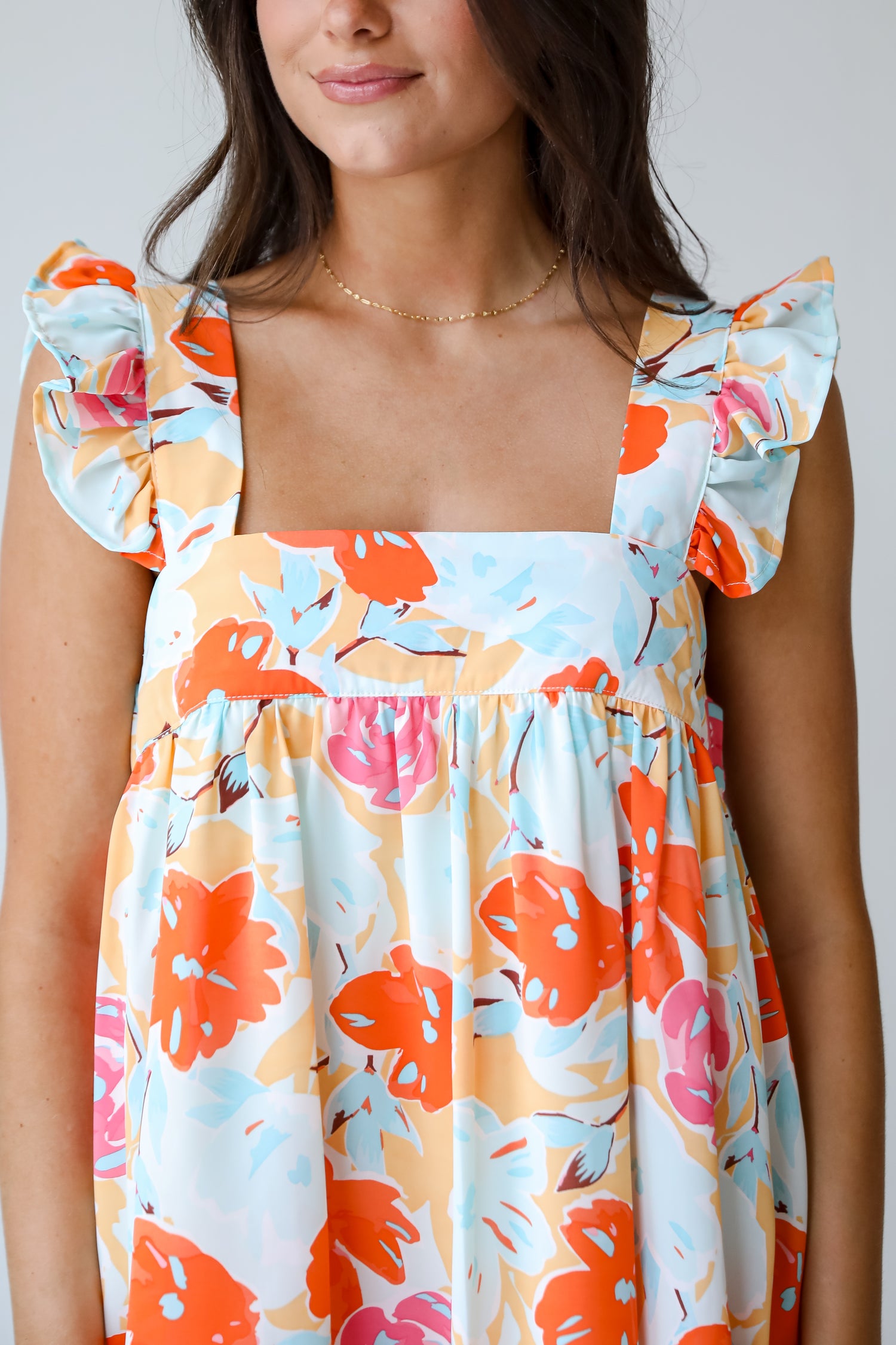 Precious Destiny Orange Floral Mini Dress