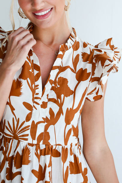 rust floral dress