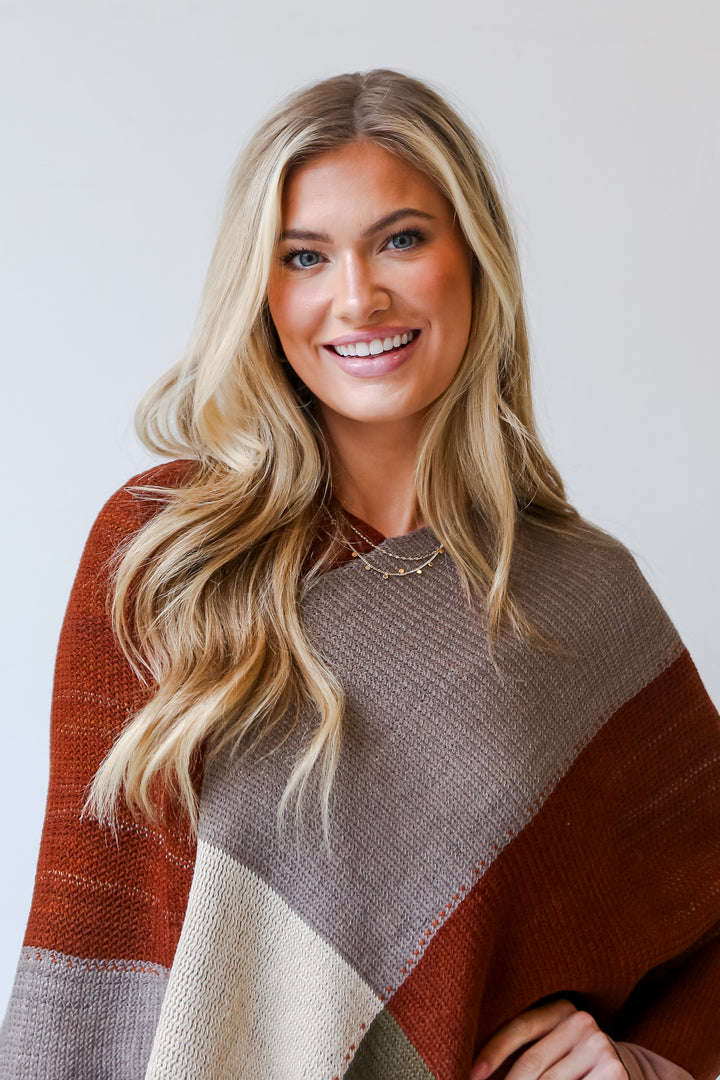 cute Color Block Poncho