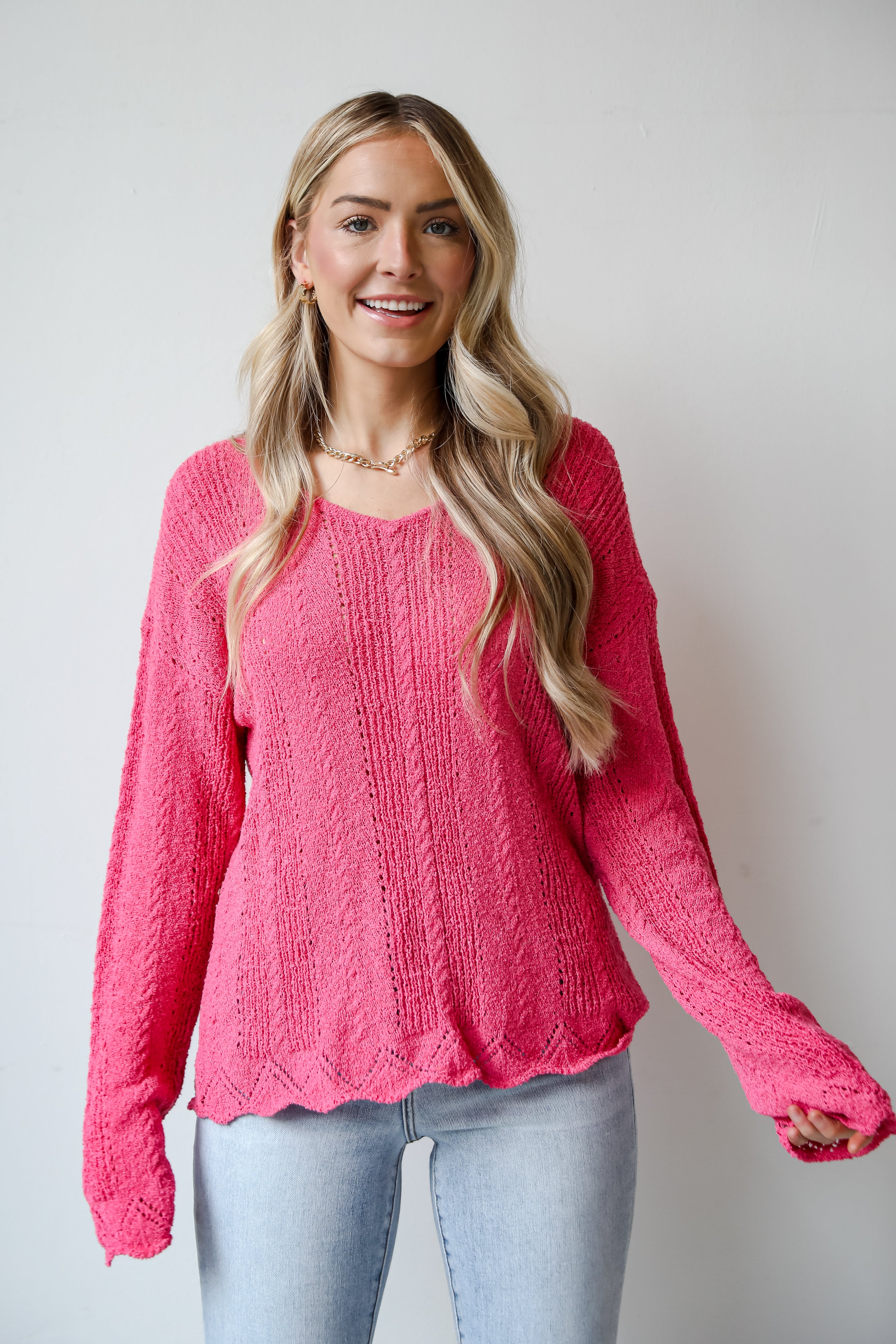 Fuchsia Lightweight Knit Top for women