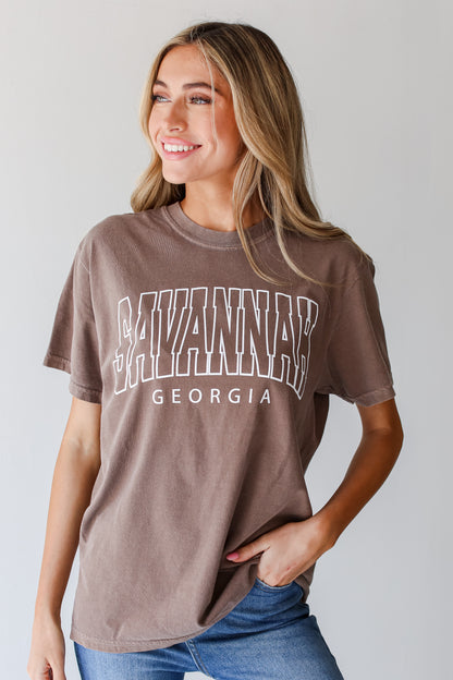 Brown Savannah Georgia Tee front view