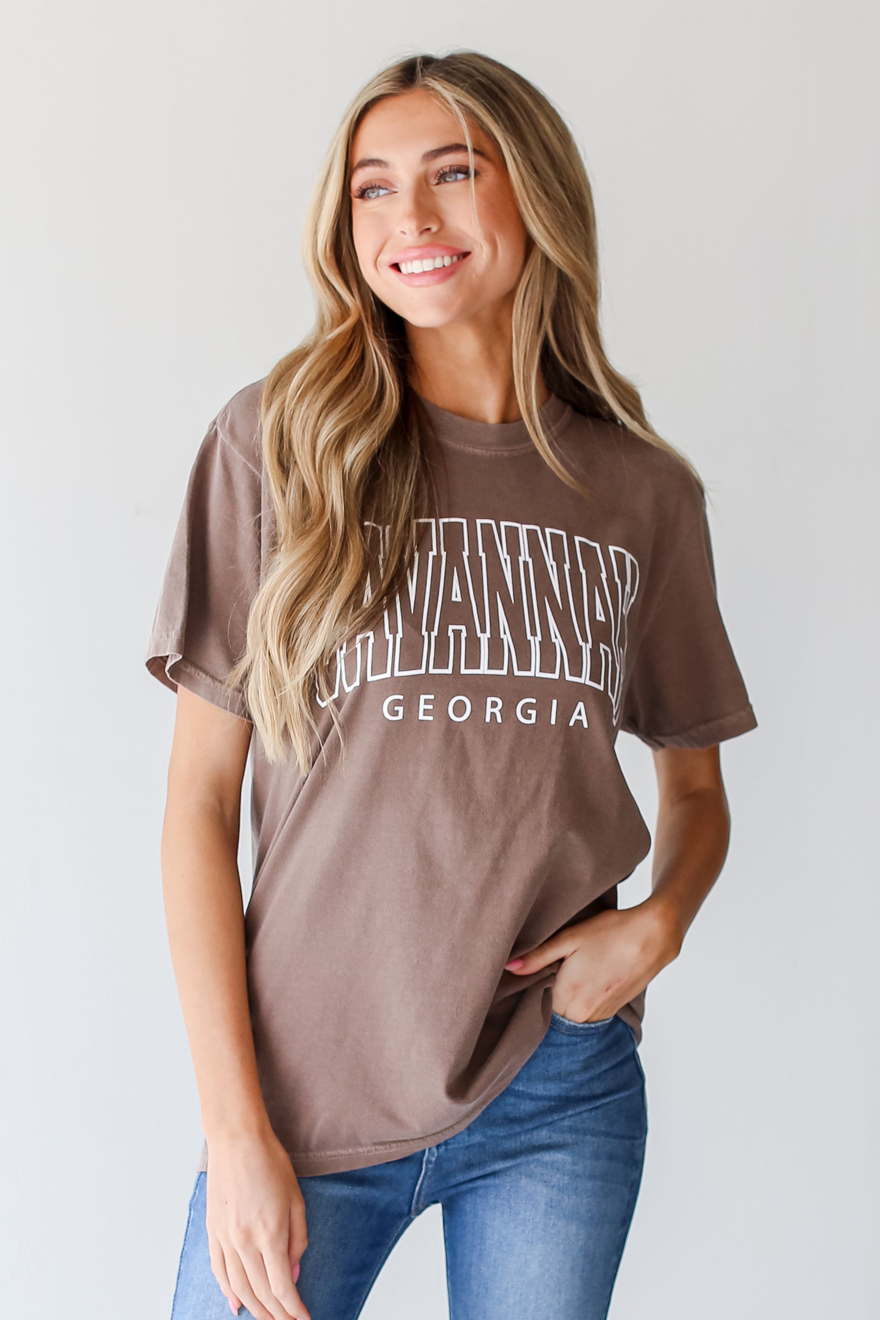 Brown Savannah Georgia Tee close up