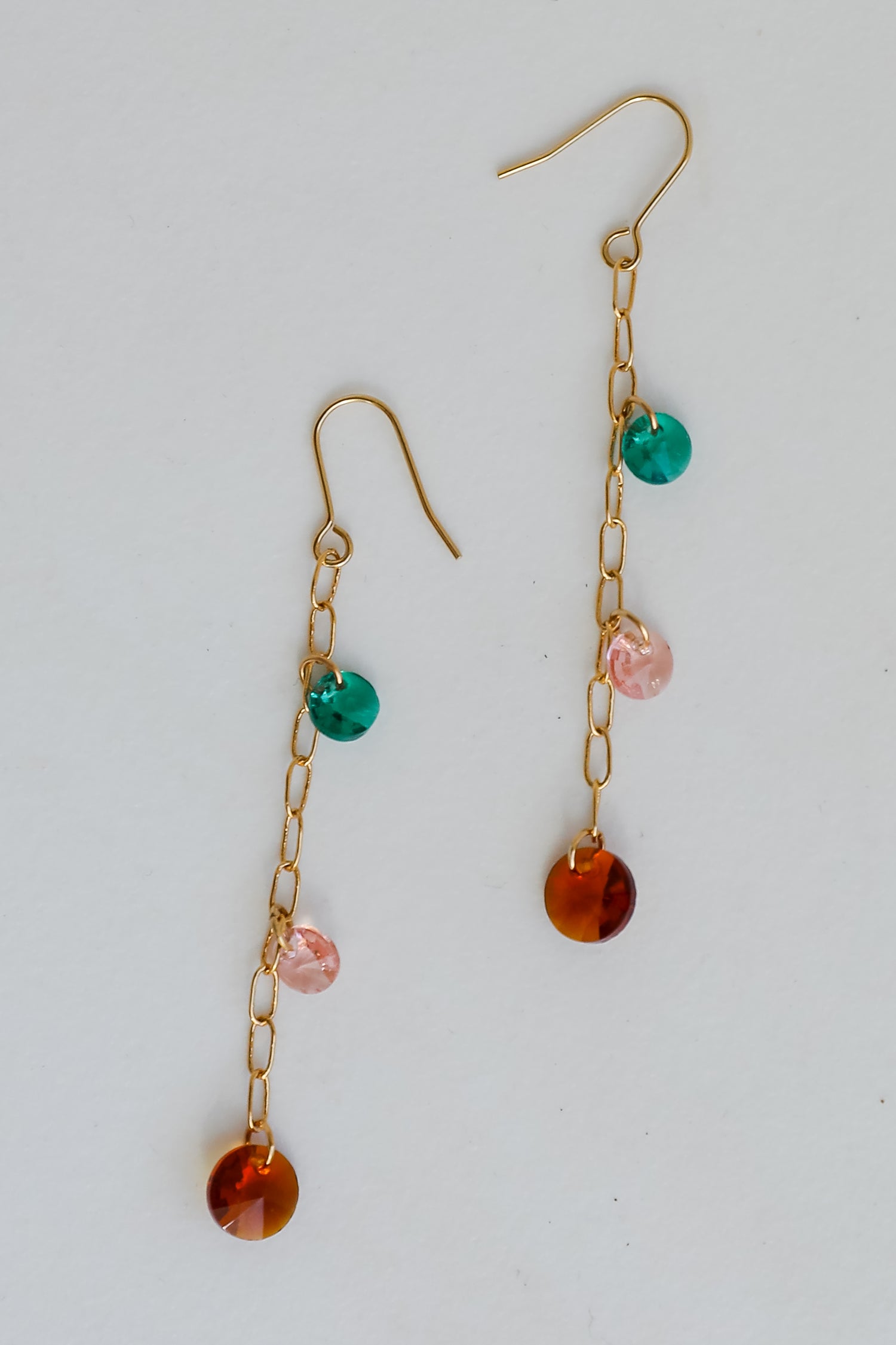 Selena Gold Gemstone Drop Earrings