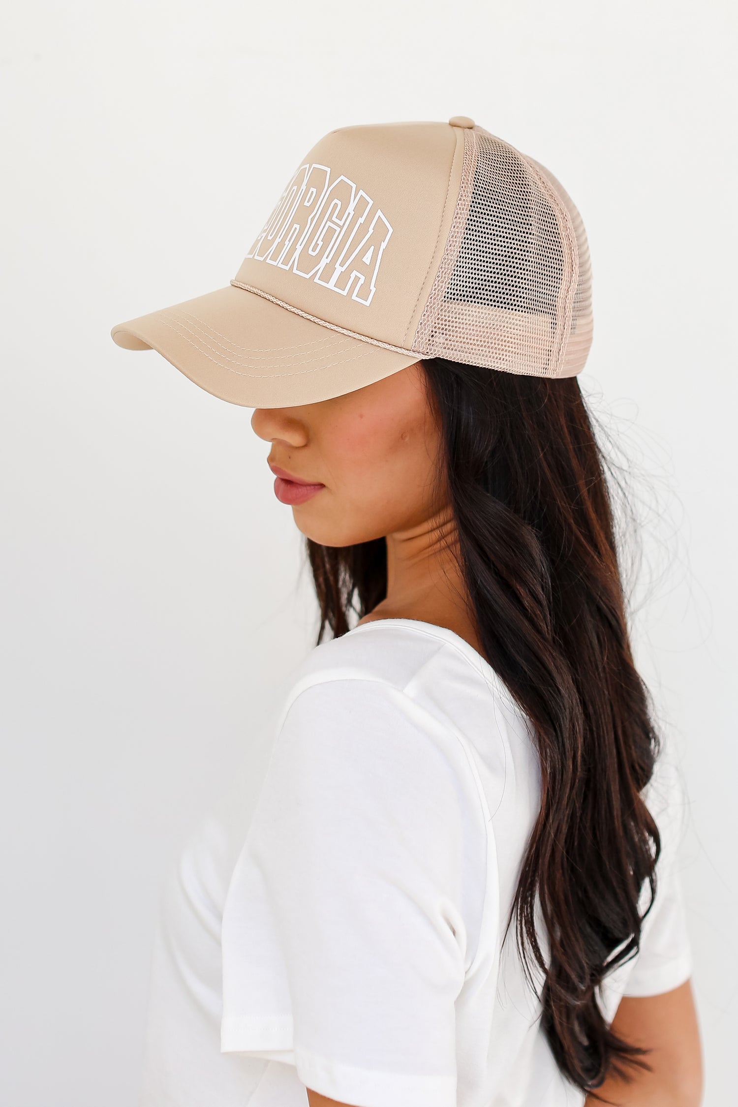 taupe Georgia Trucker Hat side view