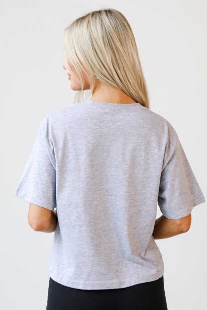 Heather Grey Georgia Cropped Tee back view