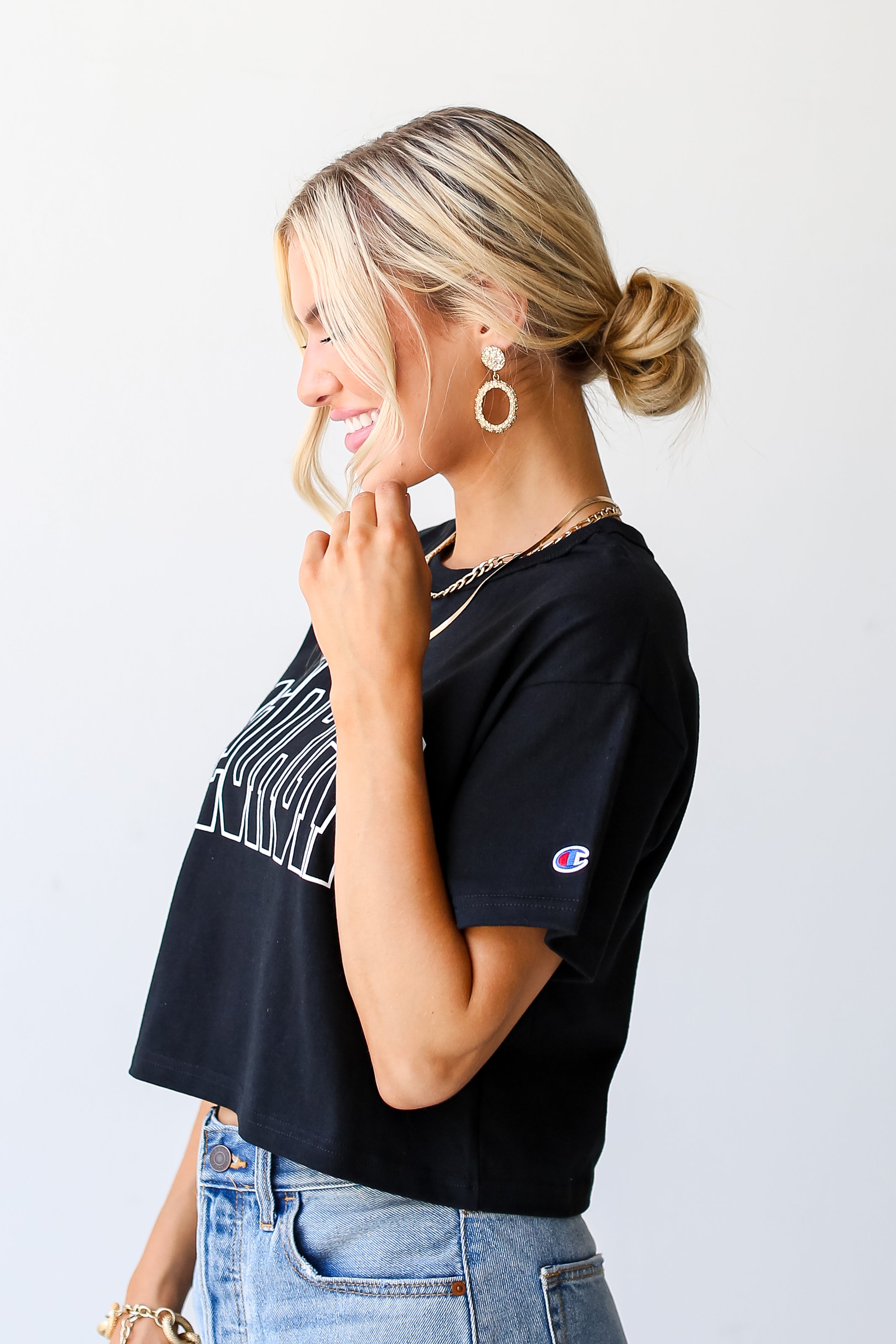 Black Georgia Cropped Tee side view