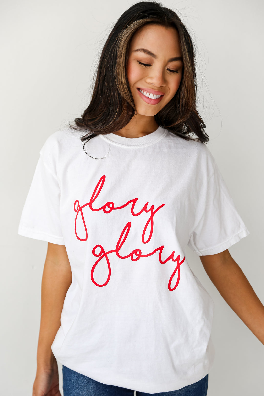 White Glory Glory Script Tee