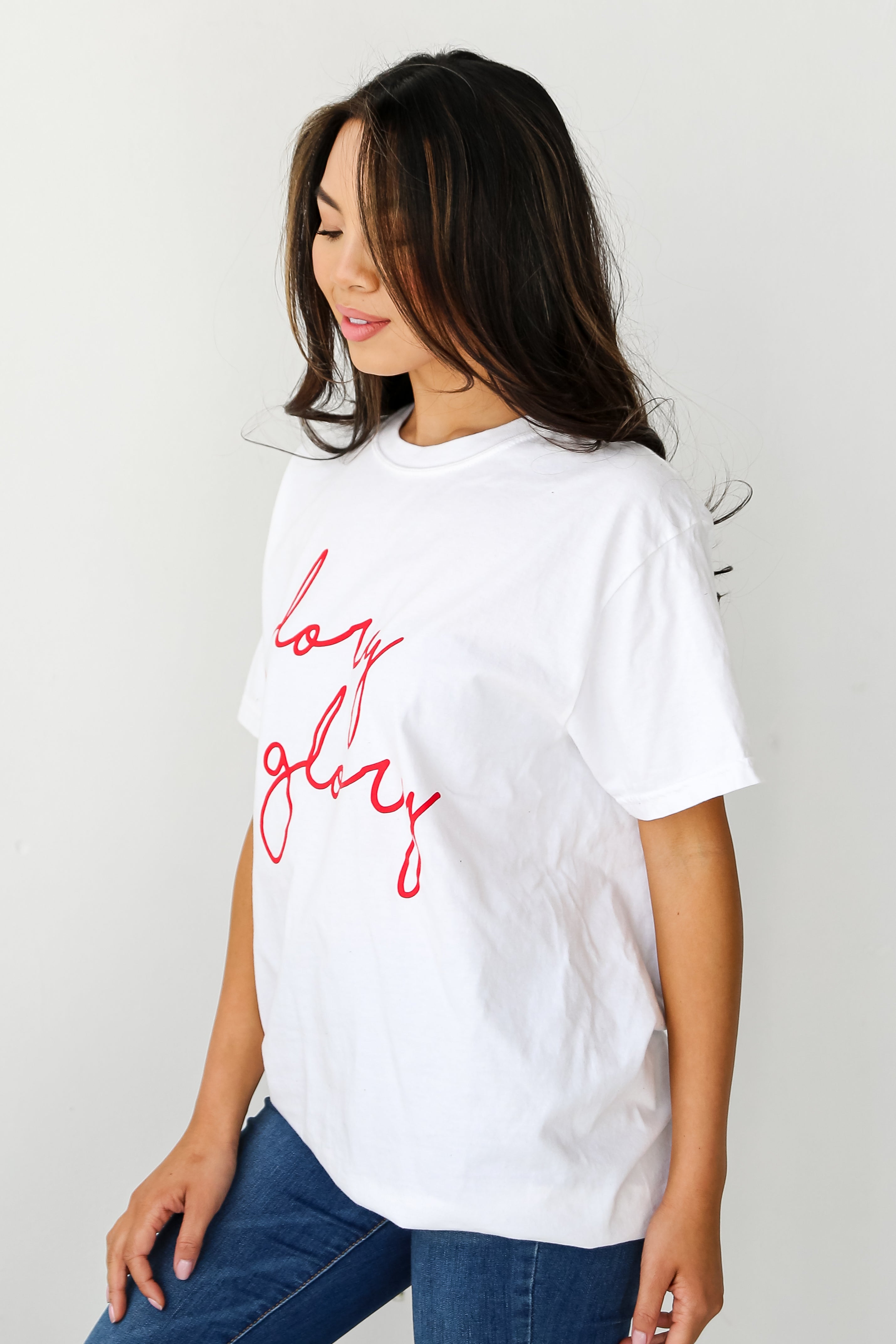 cute White Glory Glory Script Tee